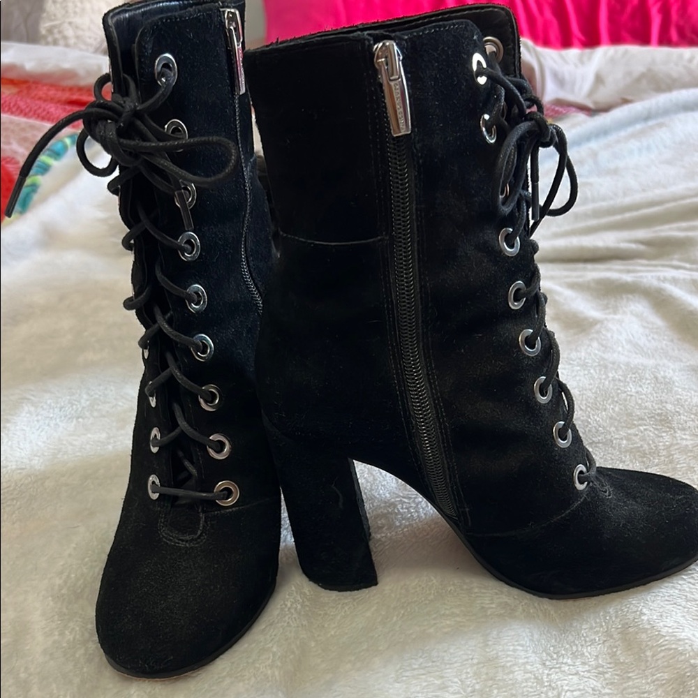 Vince Camuto Black Lace-Up Boots